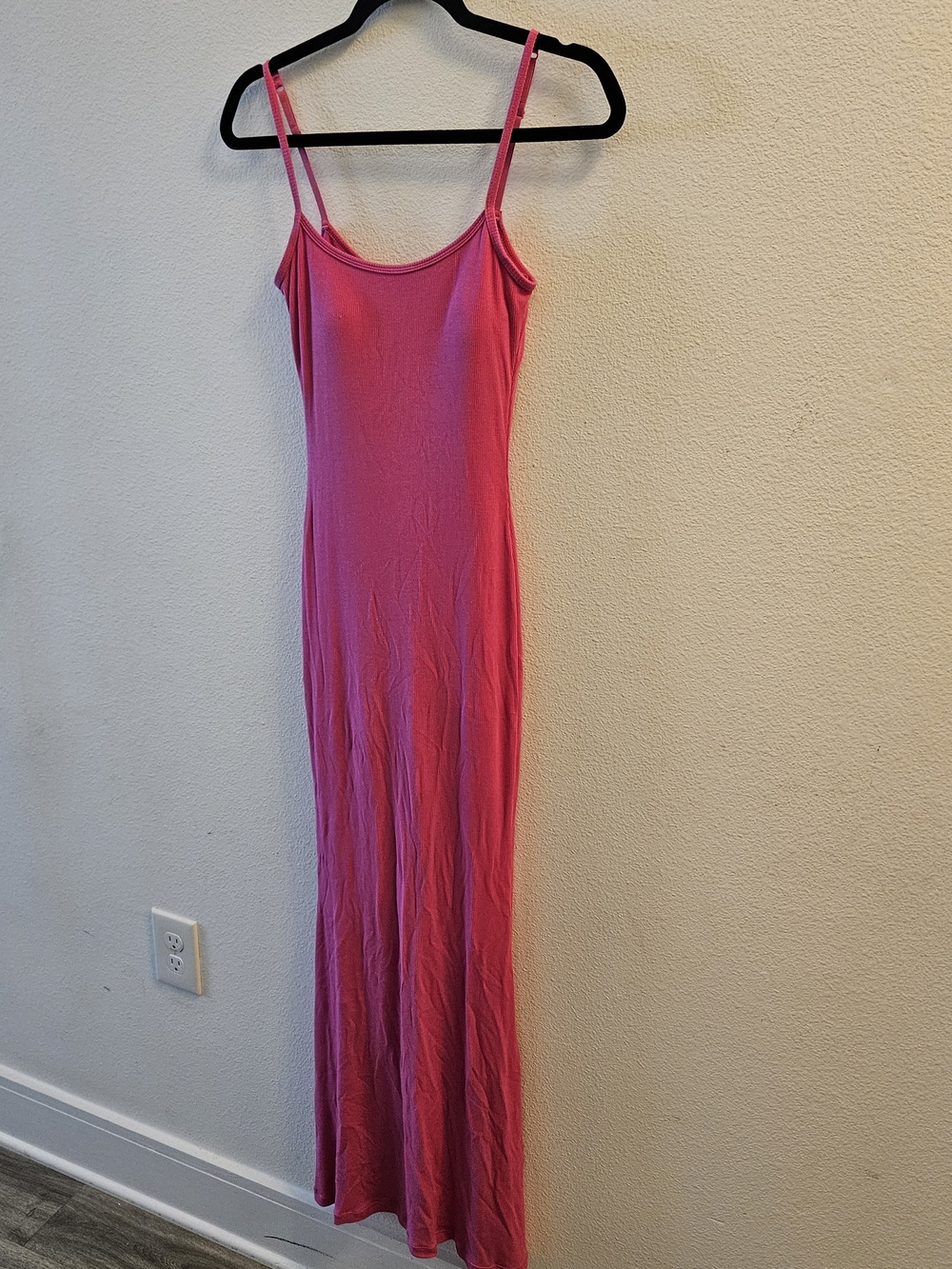 Popilush Pink Ribbed Built-In Shapewear Slip Maxi Dress Small Bodysuit Lining